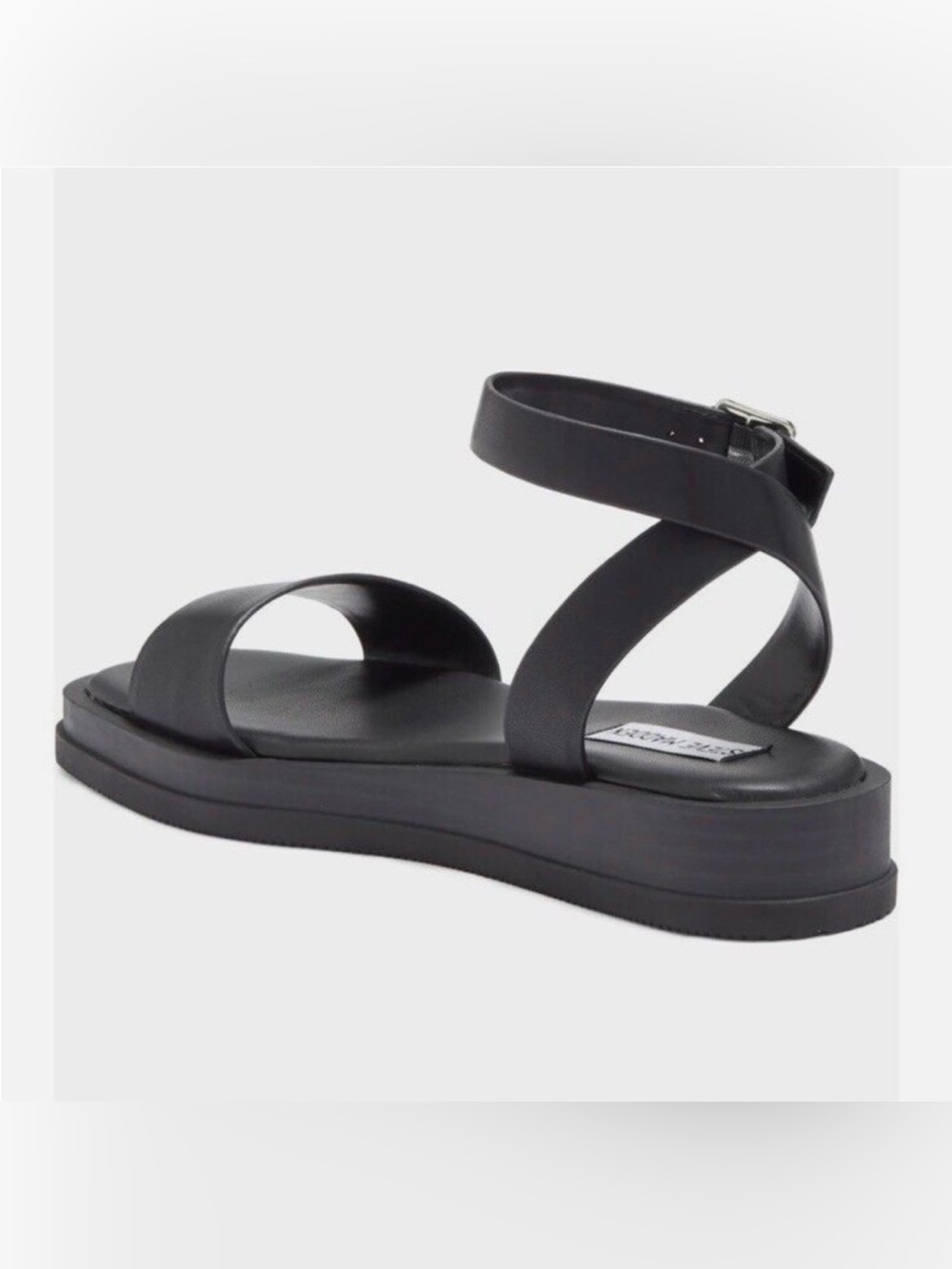 Steve Madden Tristan Black Leather Sandals - Picture 4 of 6